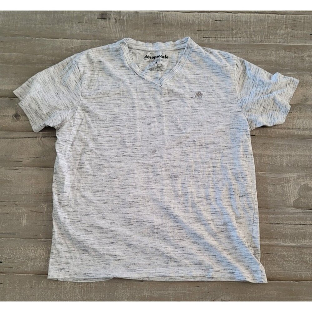 Aeropostale‎ Men's V Neck Shirt Size Large Gray Top Casual
